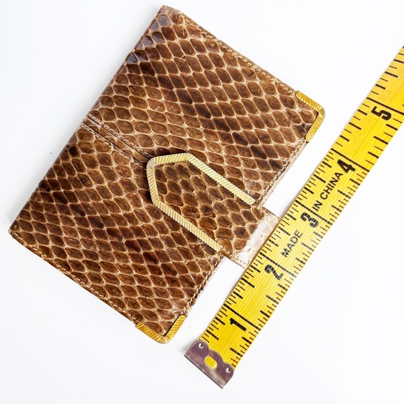 Judith Leiber Wallet Snakeskin Leather Small Card Holder Bifold Vintage Rare - Picture 4 of 8